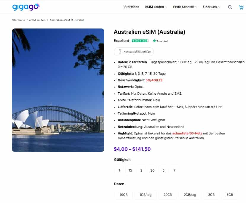 Die australische eSIM von Gigago ersetzt physische SIM-Karten.