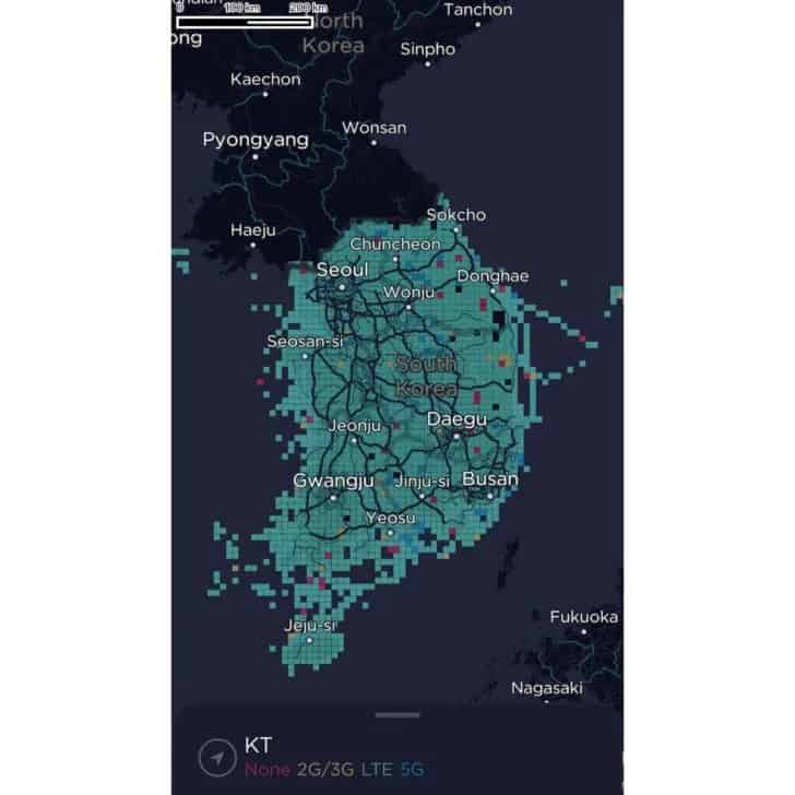 KT's coverage map