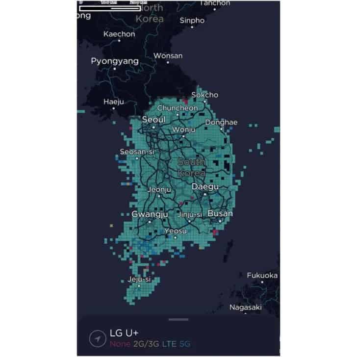 LG U+'s coverage map