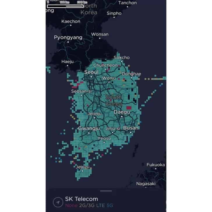 SK Telecom's coverage map 