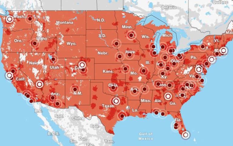 Verizon’s 4G, LTE coverage map in the US