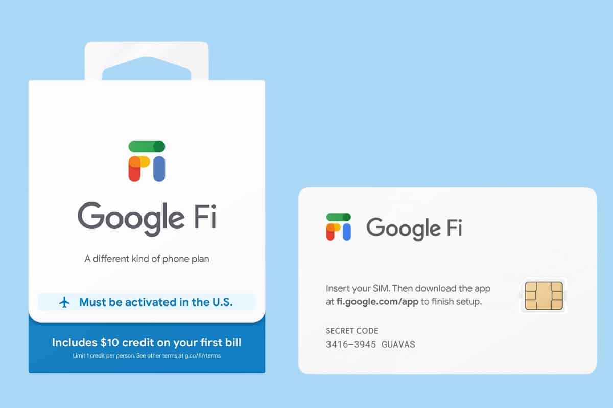 Travel SIM card from Google Fi