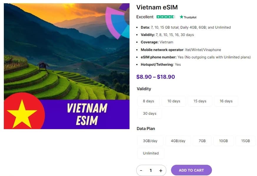 Vietnam eSIM plans