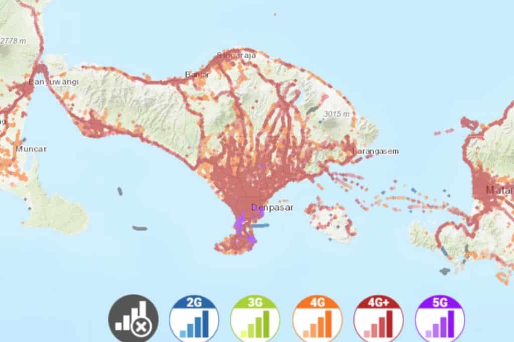 XL coverage map in Bali