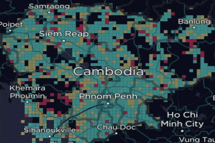 Smart coverage map in Cambodia (Source: nPerf)