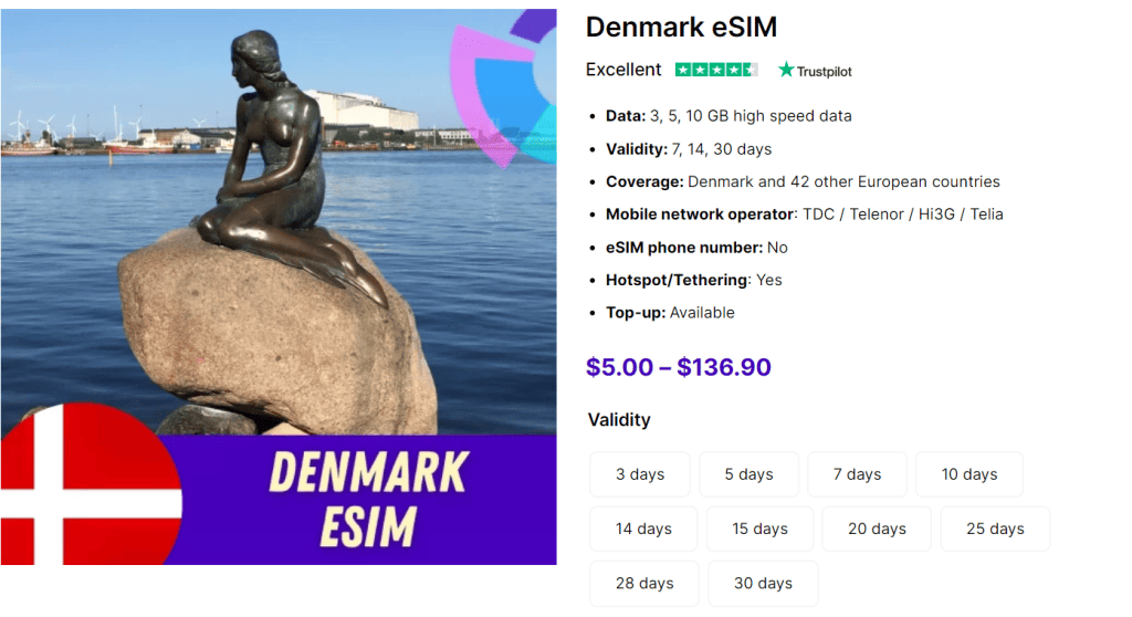 Gigago Denmark esim for tourists