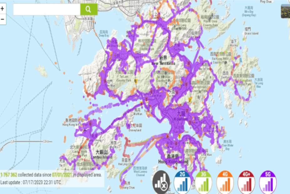 China Mobile Hong Kong (CMHK) coverage map