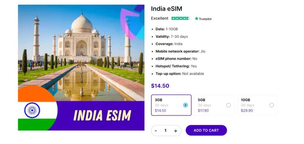 Gigago eSIM for India - India SIM cards
