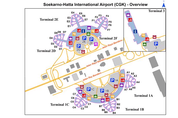 Jakarta airport map (Soekarnohatta airport - CGK) 