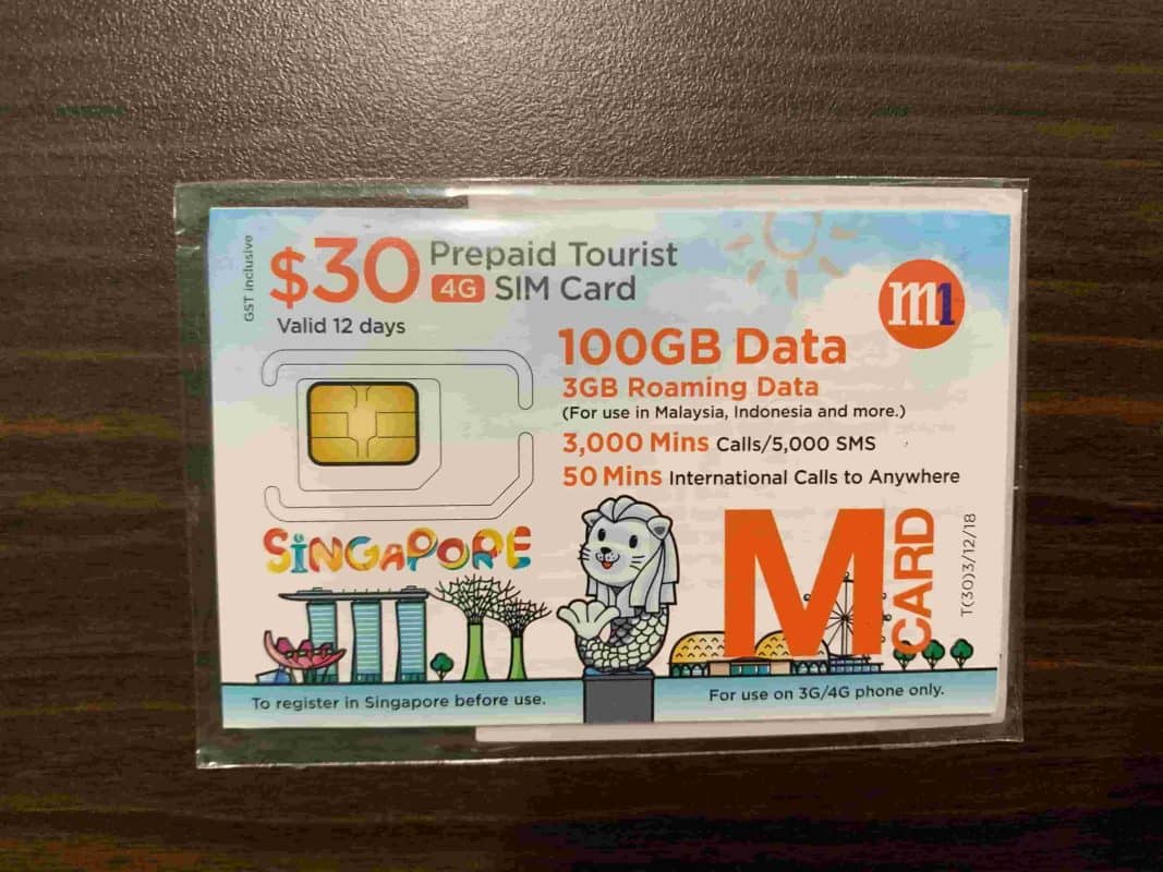 M1 prepaid tourist SIM cards in Singapore