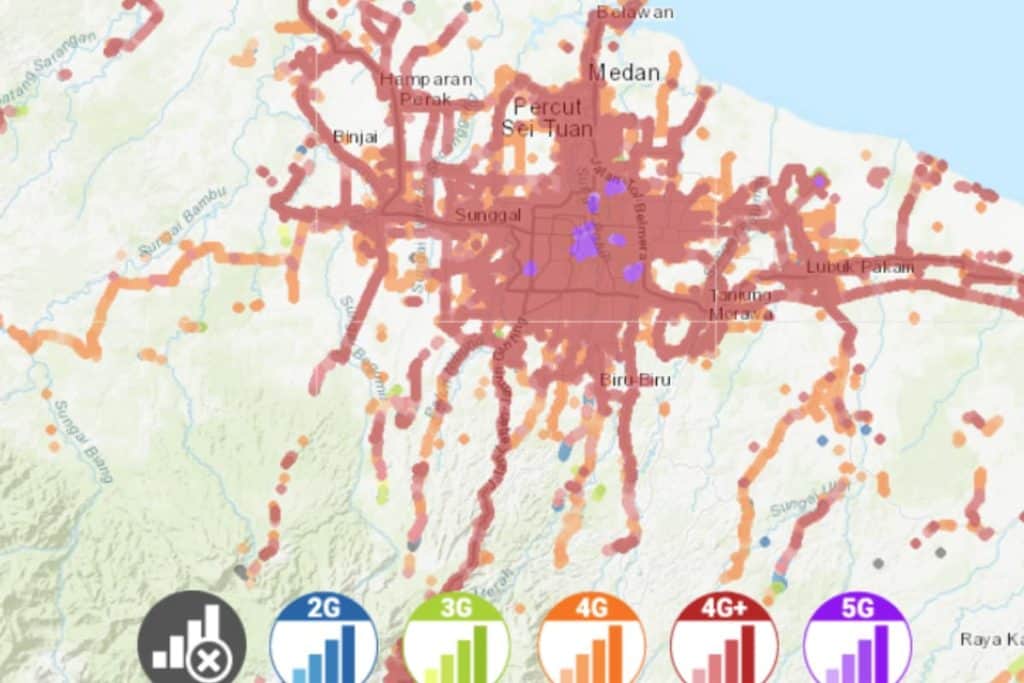 Telkomsel coverage map in Medan, Indonesia