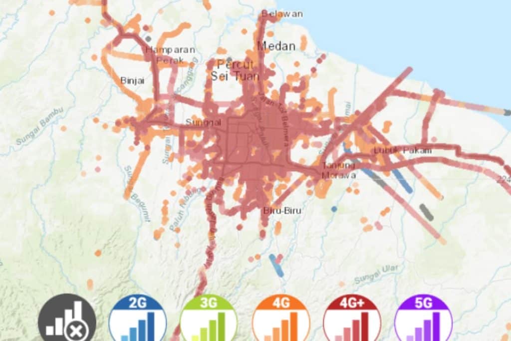 Indosat coverage map in Medan