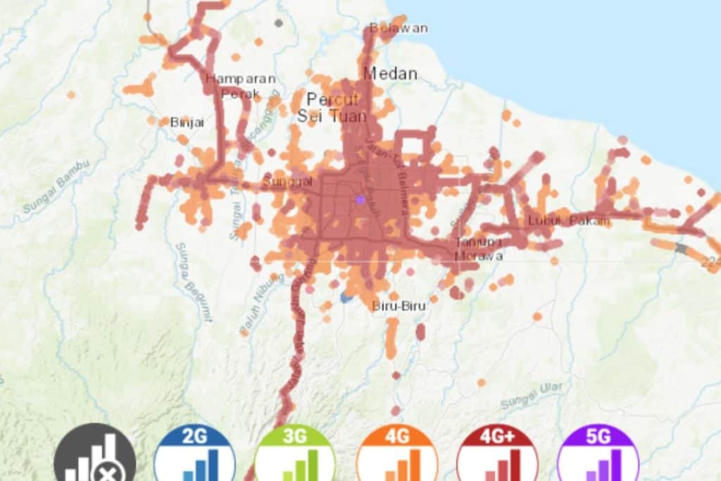 XL coverage map in Medan
