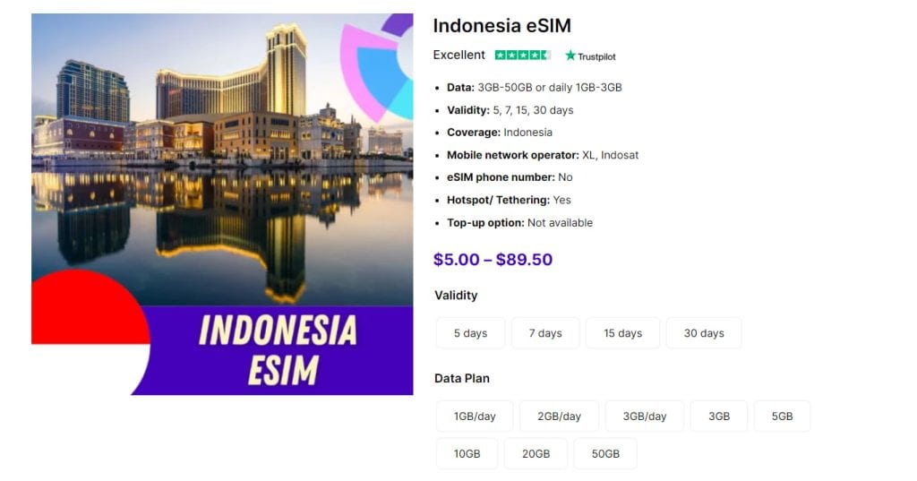 Indonesia eSIM by Gigago -alternative to sim card at Medan airport