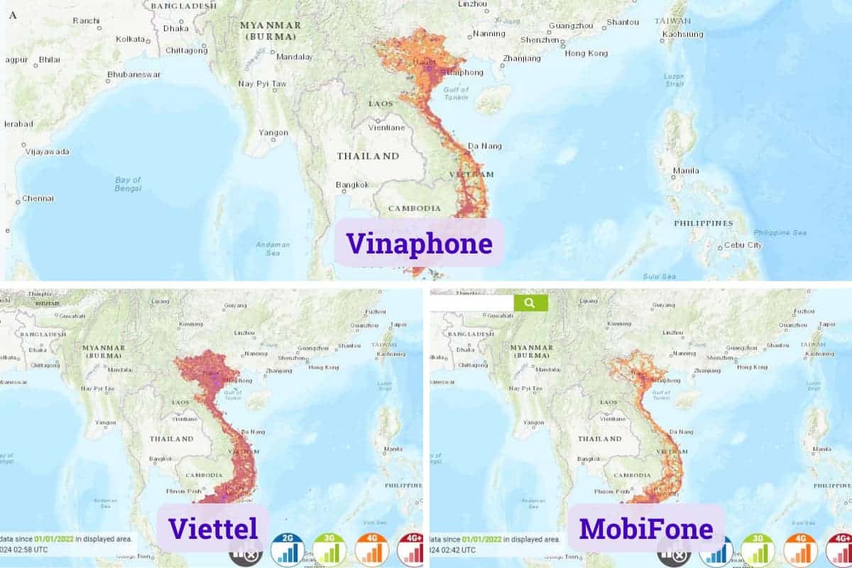 Mobile Internet in Vietnam - Coverage map