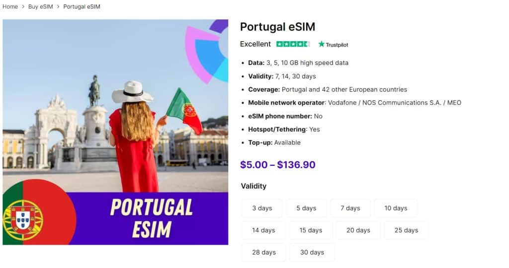 Gigago Portugal eSIM - Portugal SIM cards