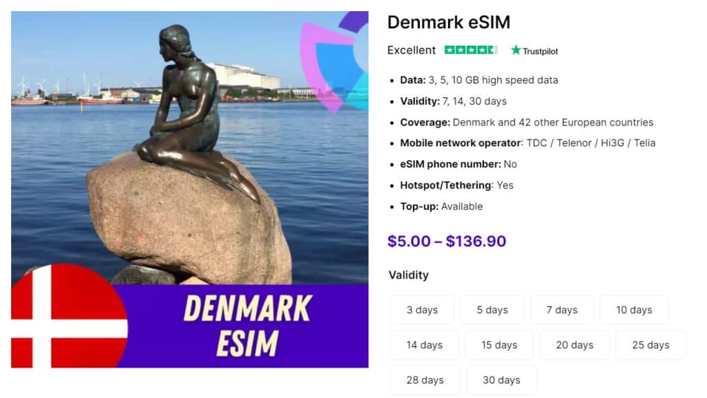 Denmark eSIM by Gigago - alternative to roaming in Denmark