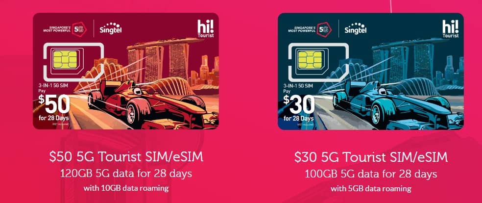 Singtel SIM plans for tourists to Singapore