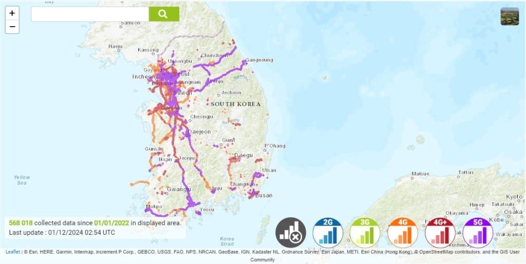 Uplus coverage map south korea mobile operators