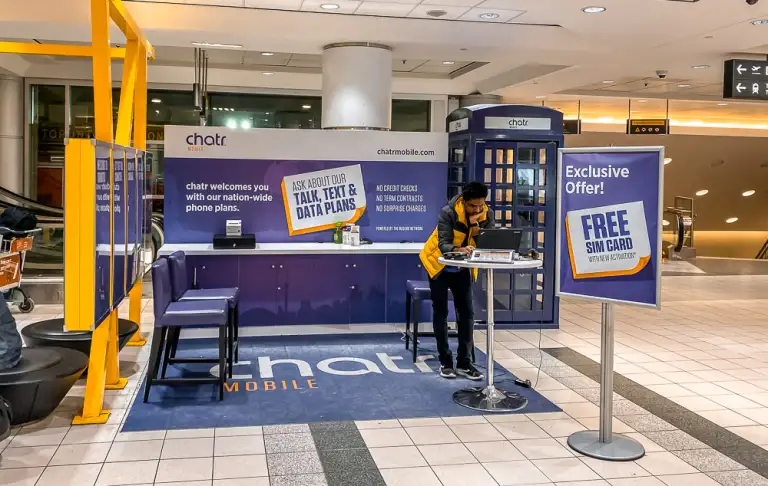 Kiosk selling SIM cards at Toronto Airport