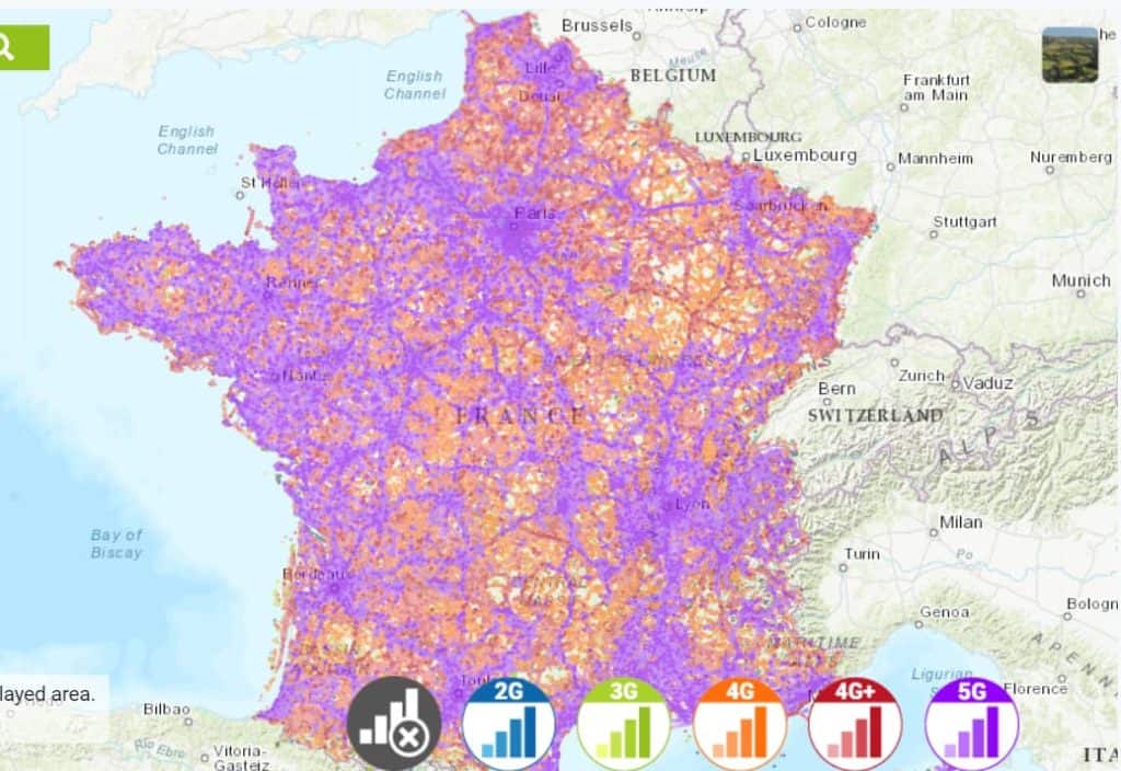 Bouygues's coverage in Fracne