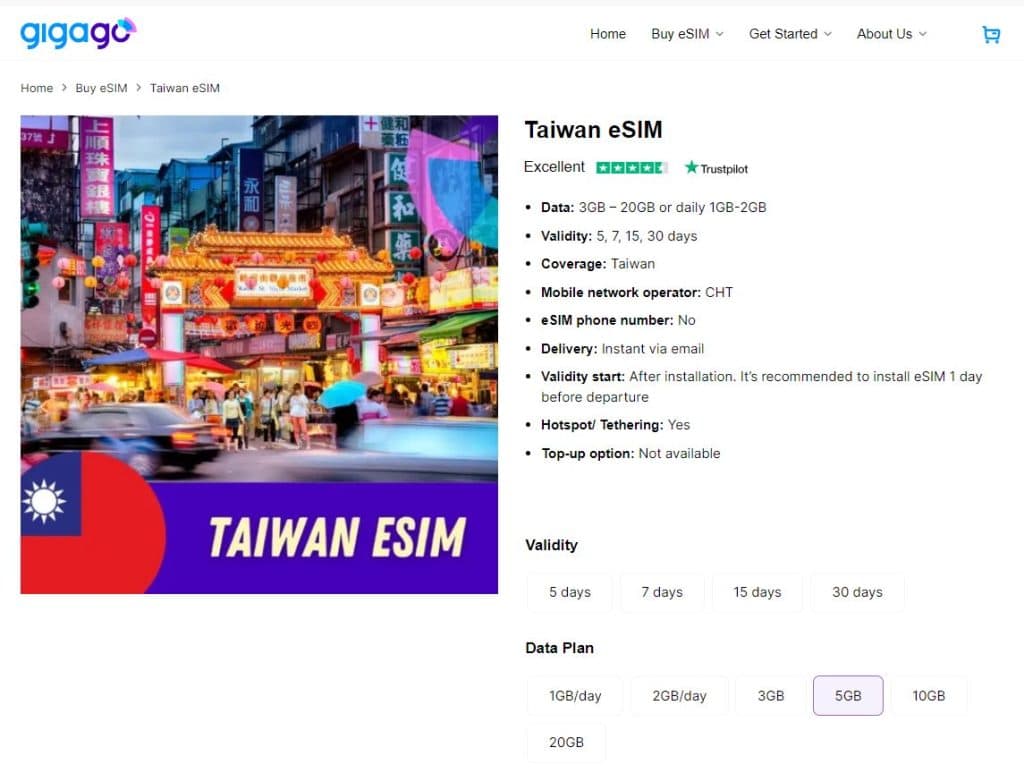 You can buy Chunghwa Telecom SIM card & eSIM at Gigago