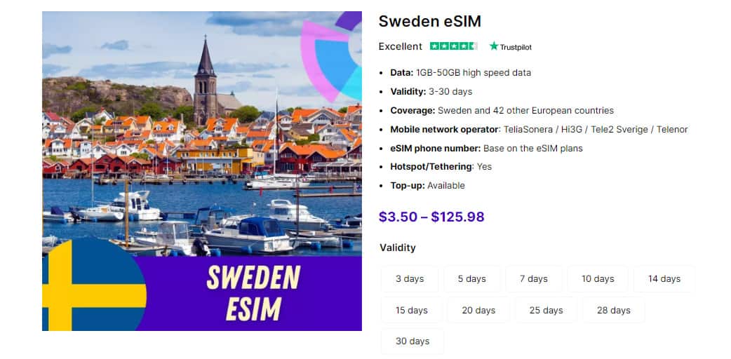 Gigago Sweden eSIM - alternative to Stockholm airport sim card