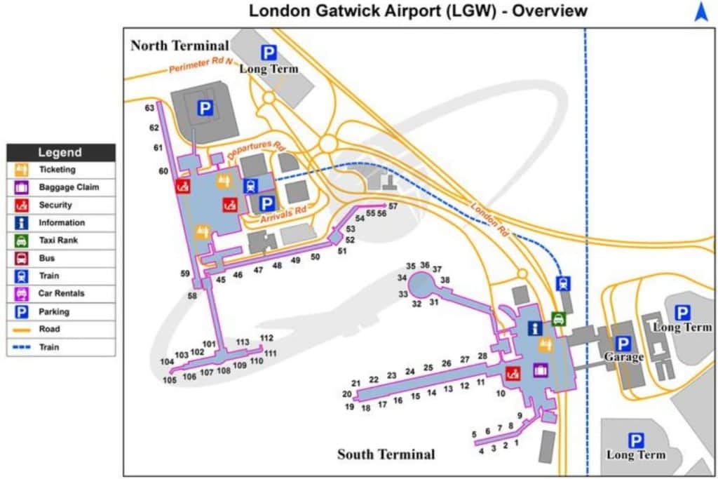 London Gatwick Airport map