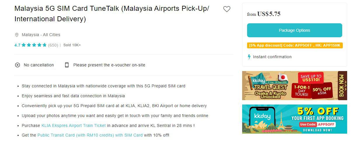 Malaysia SIM cards on KKday