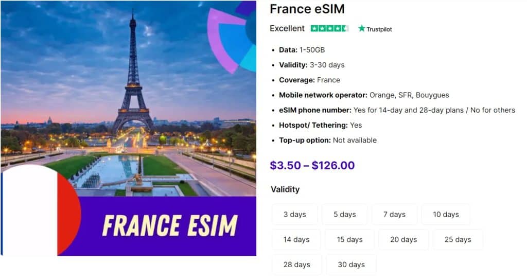 Gigago's eSIM France
