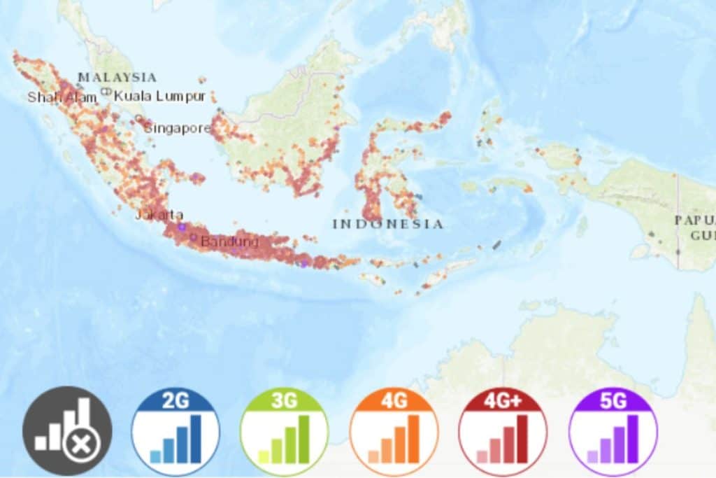 XL Axiata's coverage map in Indonesia