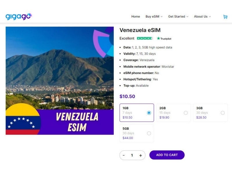 If visitors want to buy a Venezuelan eSIM, they can refer to the options at Gigago