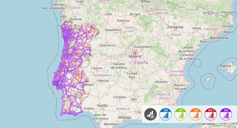 NOS Portugal coverage map