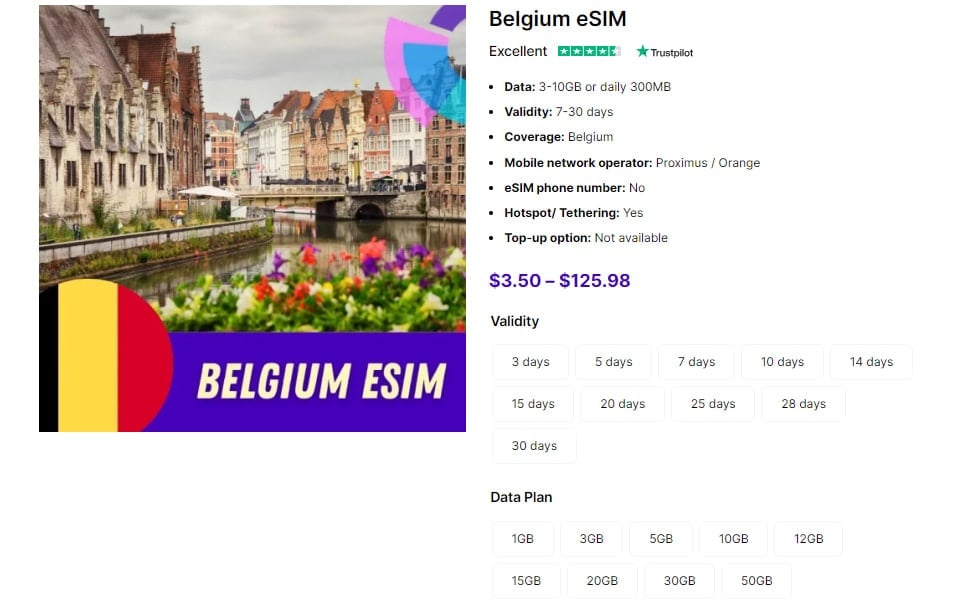 Gigago Belgium eSIM - alternative to data roaming in Belgium