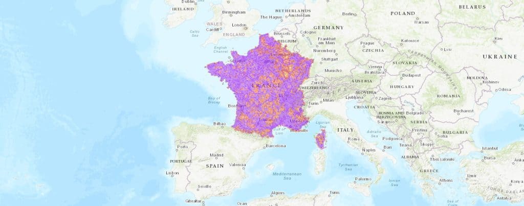 SRF mobile coverage map in France - SFR SIM cards and eSIM