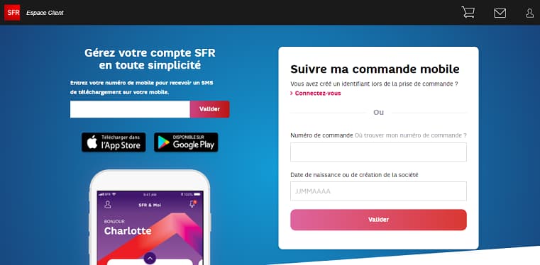 SFR Website and visitors can activate online 