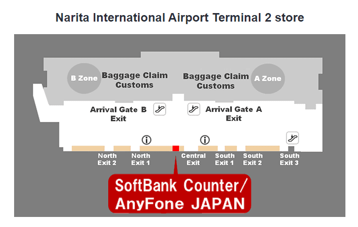 Softbank map store terminal 2 at Narita International Airport 