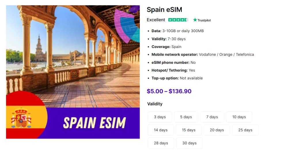 Spain eSIM by Gigago