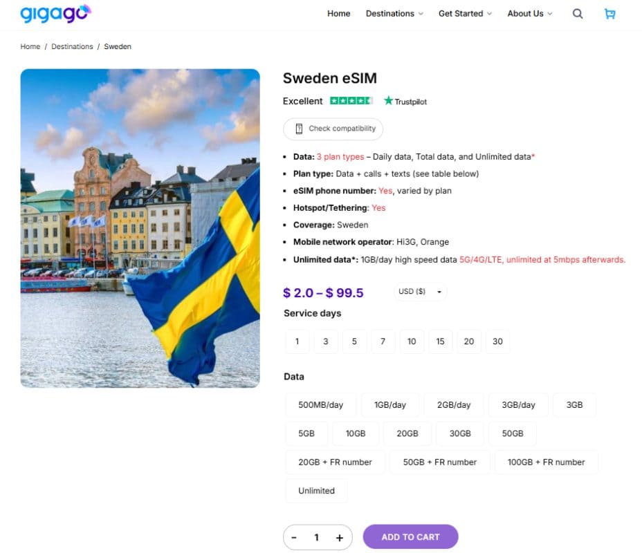 Sweden eSIM by Gigago is an easier alternative to Telenor SIM cards