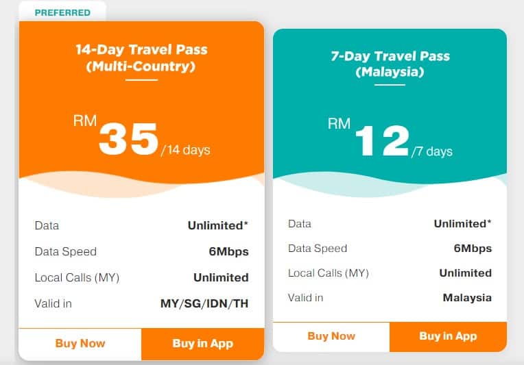 U Mobile travel SIM plans for Malaysia