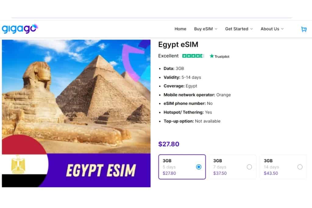 Egypt eSIM in Gigago