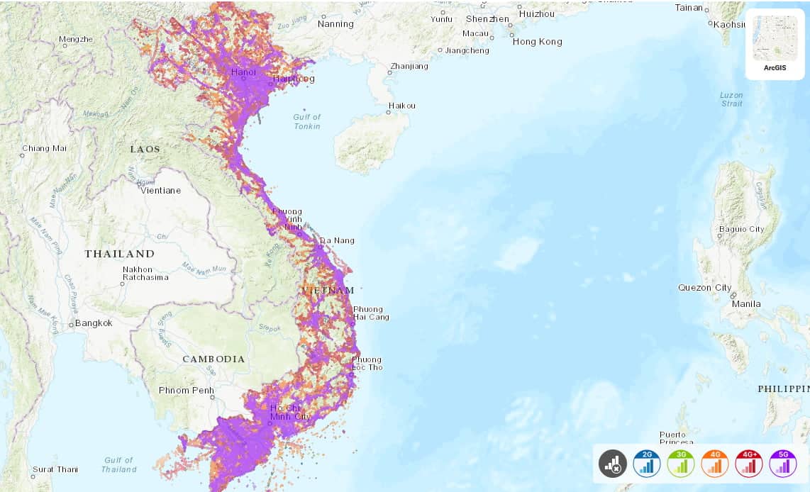 Viettel coverage map in Vietnam