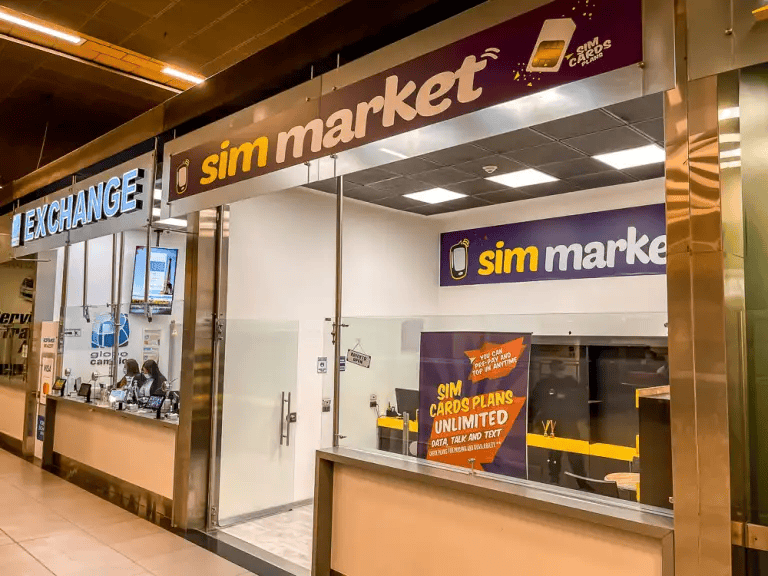 The Sim Market shop is the first one after passing through the last customs baggage check