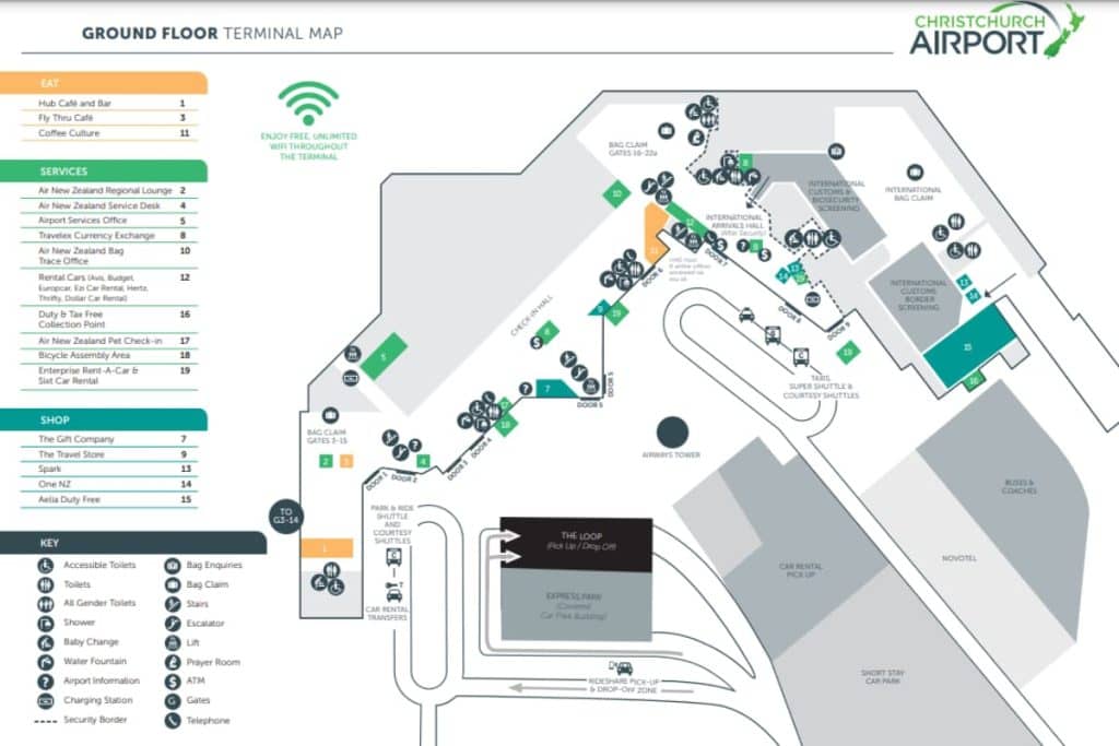 Christchurch Airport International Terminal Map