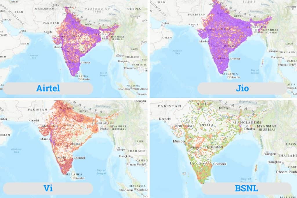 Four mobile operators in India