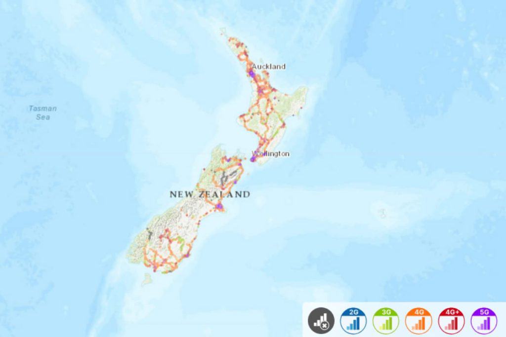 Coverage map of 2degrees in New Zealand
