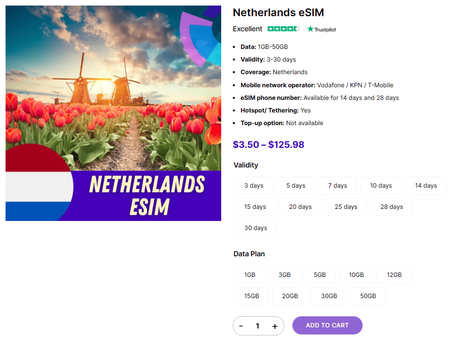 Gigago makes it easy to get a Netherlands eSIM online.