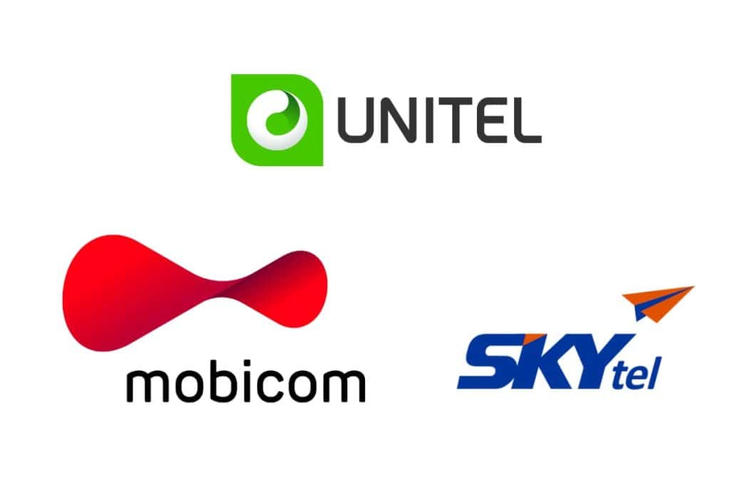 Three major carriers in Ulaanbaatar, Mongolia: Unitel, Mobicom, Skytel