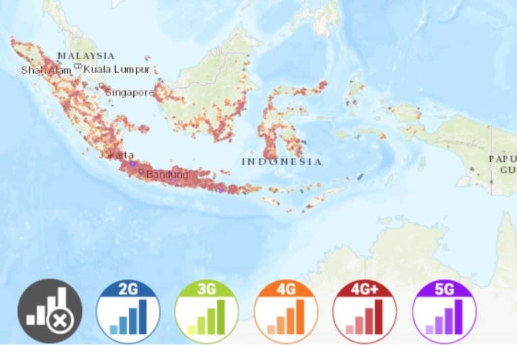 XL Axiata coverage map in Indonesia. Source: nPerf