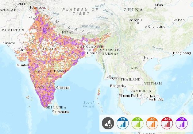 BSNL coverage map in India